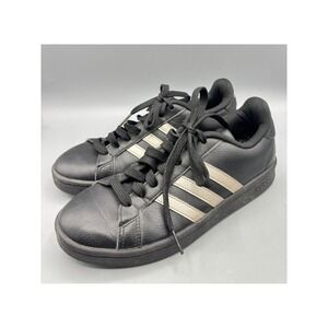 Adidas Womens 7 Sneakers Black Gold Stripes Lace Up Shoes Casual Workout Gym